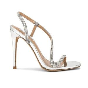 STEVE MADDEN Noelle Heel In Metallic Silver - Rhinestone SZ 8